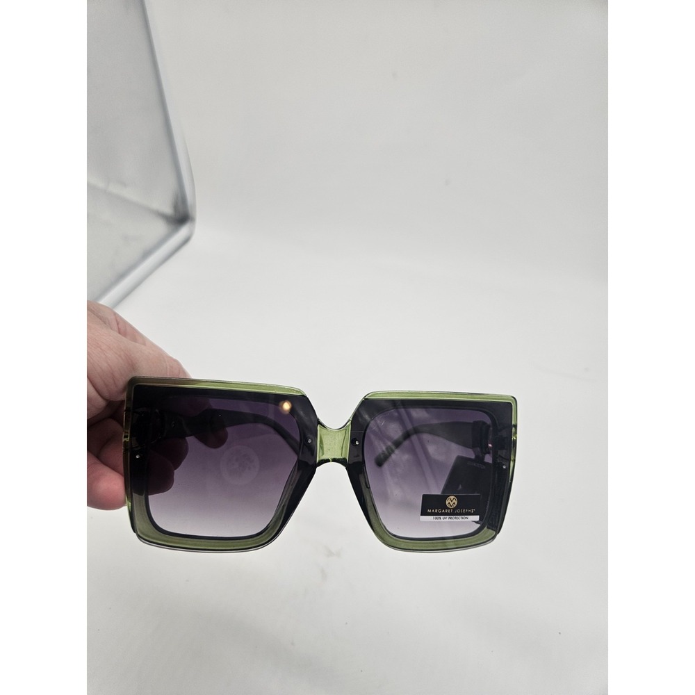 Margaret Josephs Olive Green Oversized Square Fashion Sunglasses